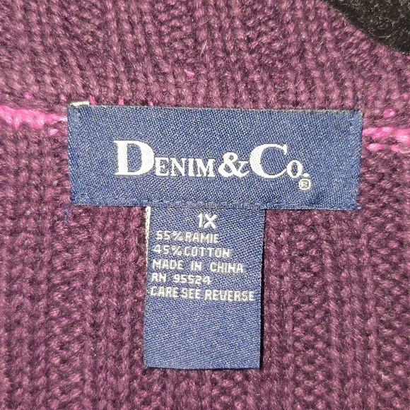 Denim & Co. Purple Block Sweater Womens Size 1x - Picture 7 of 12